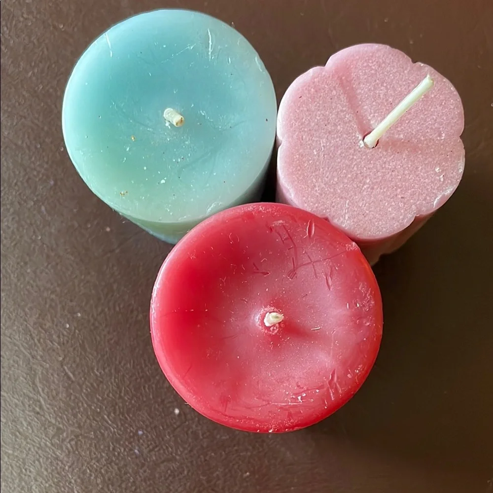 3 Colorful Votive Candles
